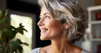 Coupe mi-long dégradé effilé avec frange : tendance pour les 60 ans