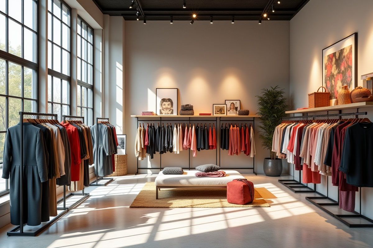 Intérieur d une boutique de vêtements moderne et tendance