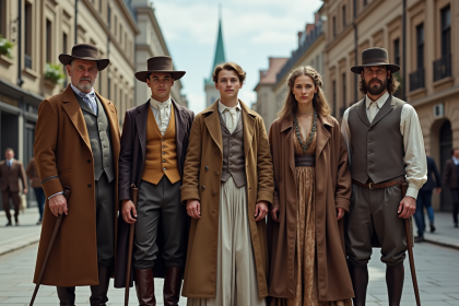 Groupe de personnes de différentes époques urbaines