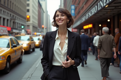 Jeune femme mode dans Manhattan en 2001