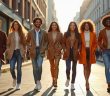 Groupe de jeunes adultes à la mode dans la ville