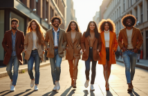 Groupe de jeunes adultes à la mode dans la ville