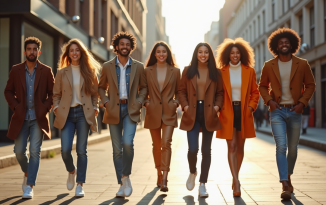 Groupe de jeunes adultes à la mode dans la ville