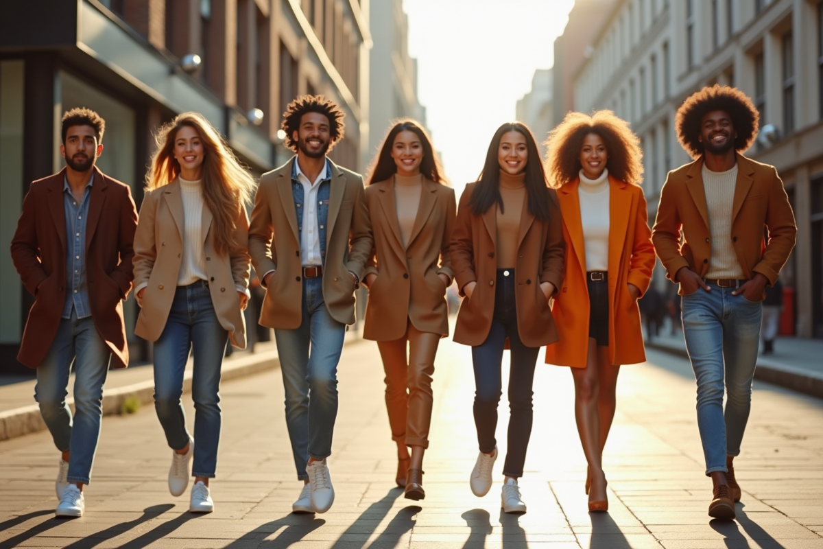 Groupe de jeunes adultes à la mode dans la ville
